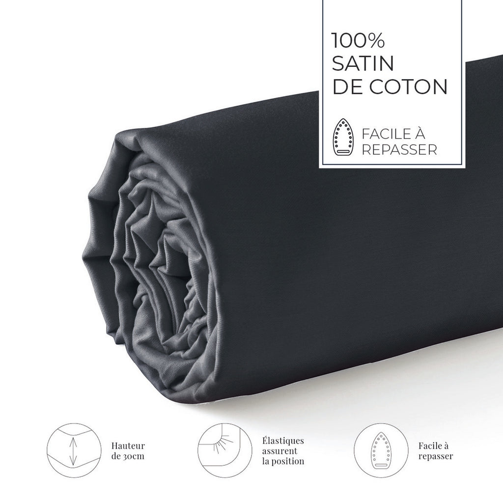 Jacquard - Fitted Sheet - Cotton Satin - Gray 03