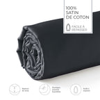 Plain - Fitted Sheet - Cotton Satin - Gray 03