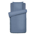 Jacquard - Funda Nórdica + 1 O 2 Funda(s) De Almohada - Satén De Algodón A Rayas Tejidas Dobby - Azul 06
