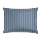 Jacquard - Juego de 2 Fundas de Almohada - Satén de Algodón Tejido Dobby a Rayas - Azul 06