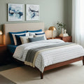 Simples Carreaux - Housse De Couette + 1 Ou 2 Taie(S) D'Oreiller - Satin De Coton - Blanc / Bleu