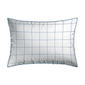 Simple Checks - Set Of 2 Pillowcases - Cotton Satin - White / Blue