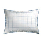 Simple Checks - Set Of 2 Pillowcases - Cotton Satin - White / Blue
