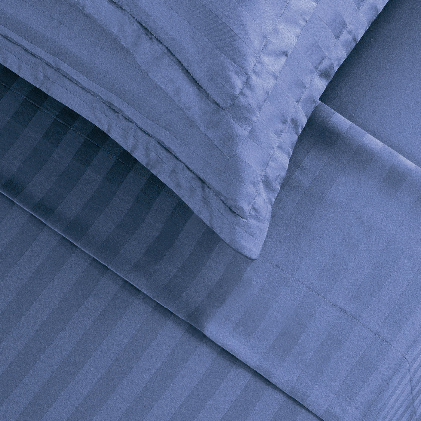 Jacquard - Sábana Encimera - Algodón Raso Dobby Rayas - Azul 06
