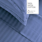 Jacquard - Sábana Encimera - Algodón Raso Dobby Rayas - Azul 06