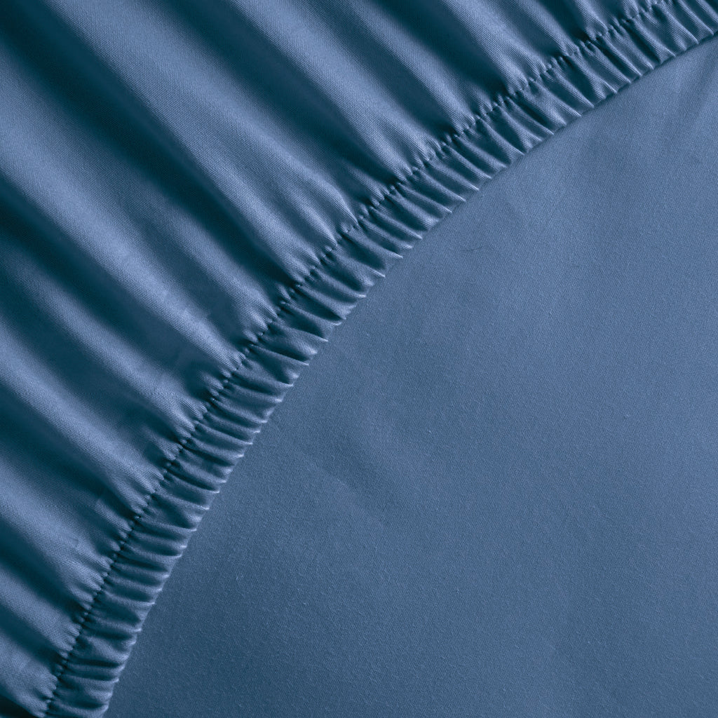 Plain - Fitted Sheet - Cotton Satin - Blue 06