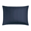Jacquard - Set of 2 Pillowcases - Dobby Woven Striped Cotton Satin - Blue 11