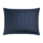 Jacquard - Set of 2 Pillowcases - Dobby Woven Striped Cotton Satin - Blue 11