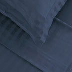 Jacquard - Juego de Sábanas - Satén de Algodón Rayas Tejidas Dobby - Azul 11