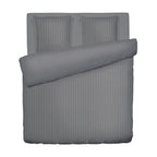 Jacquard - Duvet Cover + 1 Or 2 Pillowcase(s) - Dobby Woven Stripe Cotton Satin - Gray 02