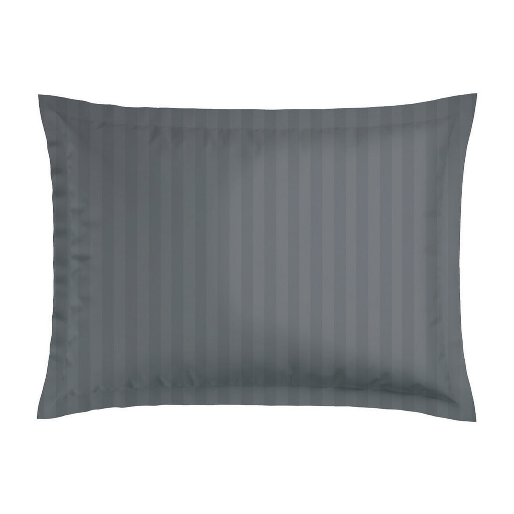 Jacquard - Juego de 2 Fundas de Almohada - Satén de Algodón Tejido Dobby a Rayas - Gris 02