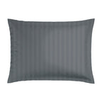 Jacquard - Juego de 2 Fundas de Almohada - Satén de Algodón Tejido Dobby a Rayas - Gris 02