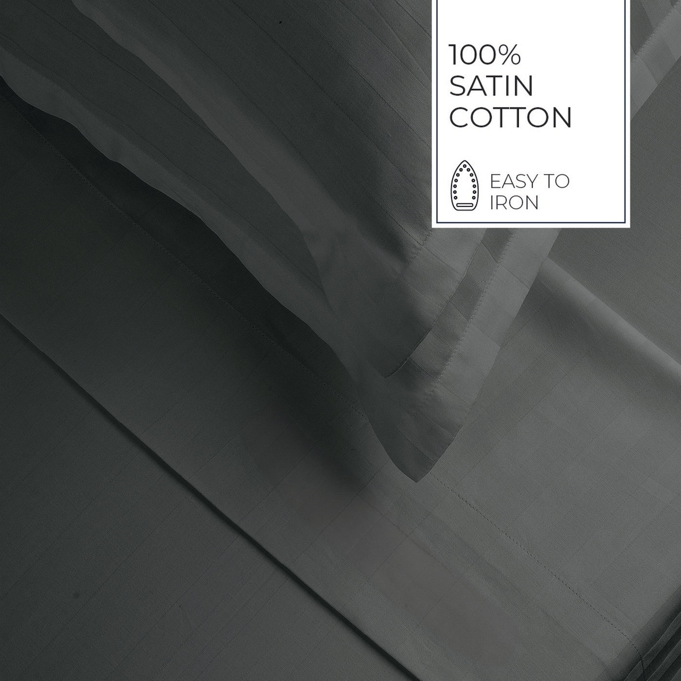 Jacquard - Sheet Set - Dobby Woven Stripe Cotton Sateen - Gray 02