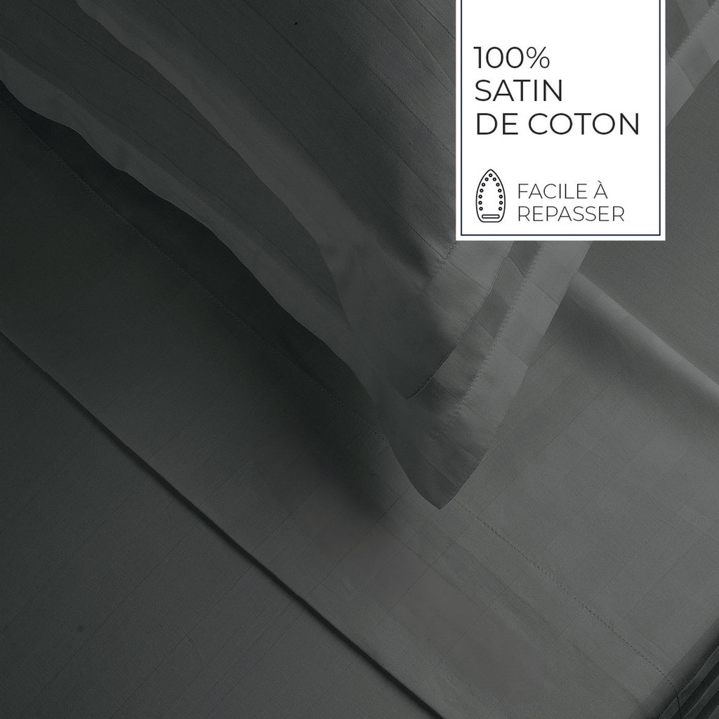 Jacquard - Sheet Set - Dobby Woven Stripe Cotton Sateen - Gray 02