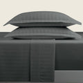 Jacquard - Sheet Set - Dobby Woven Stripe Cotton Sateen - Gray 02