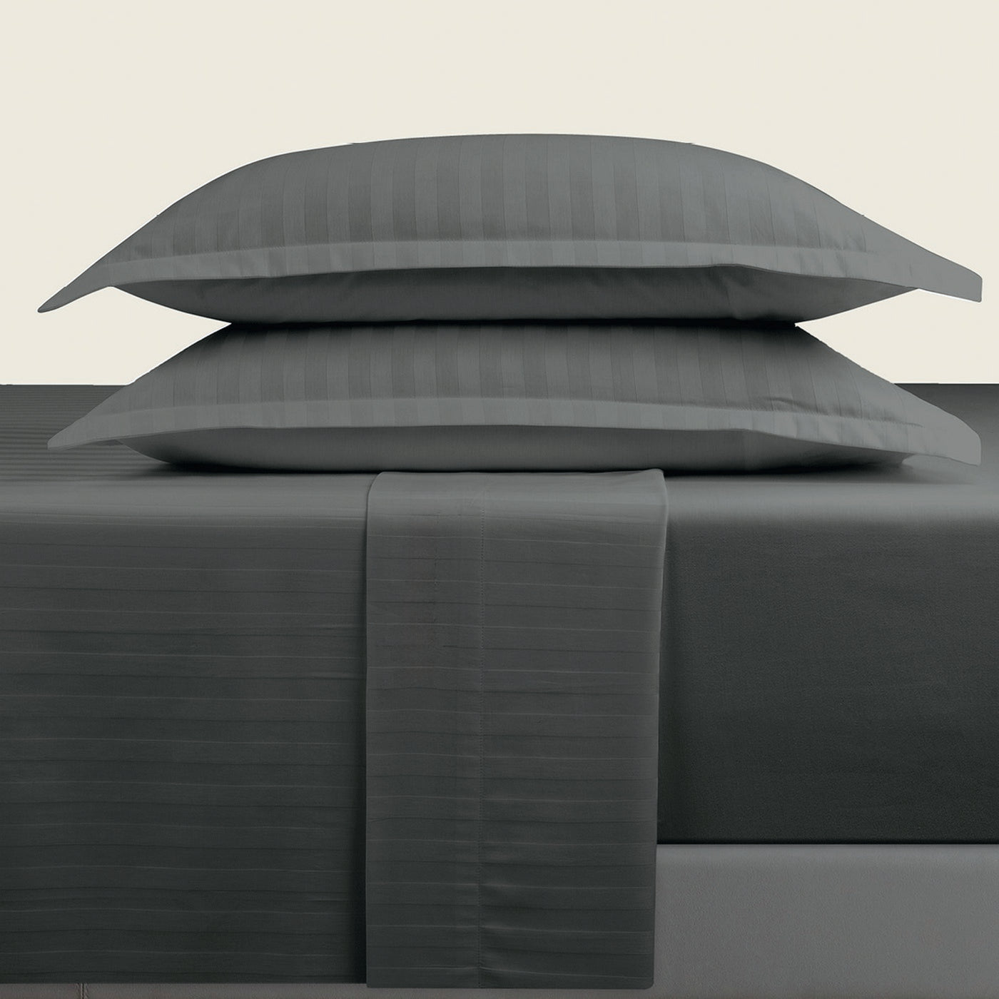 Jacquard - Sheet Set - Dobby Woven Stripe Cotton Sateen - Gray 02