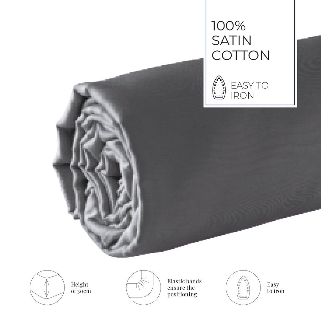 Jacquard - Fitted Sheet - Cotton Satin - Gray 02