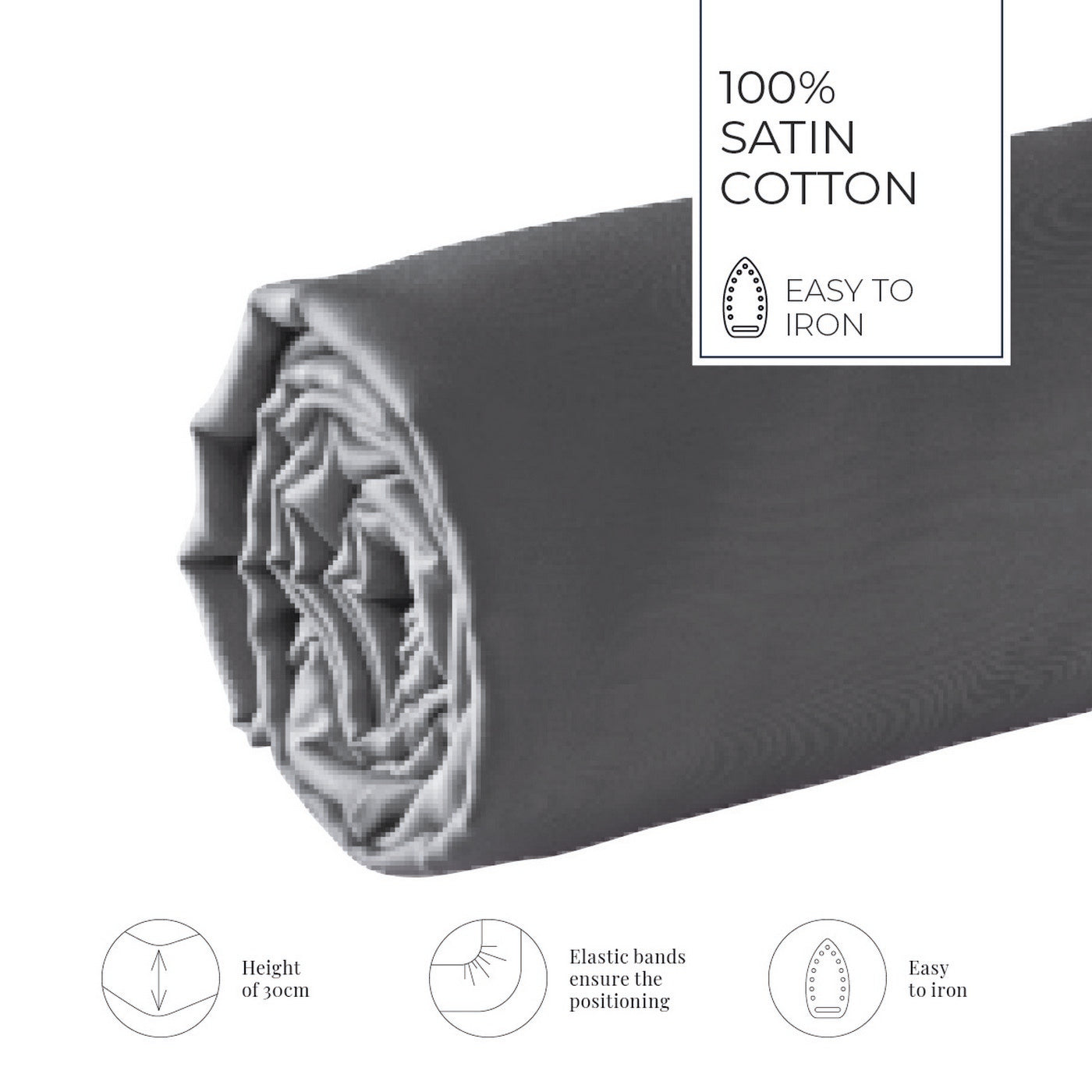 Jacquard - Fitted Sheet - Cotton Satin - Gray 02