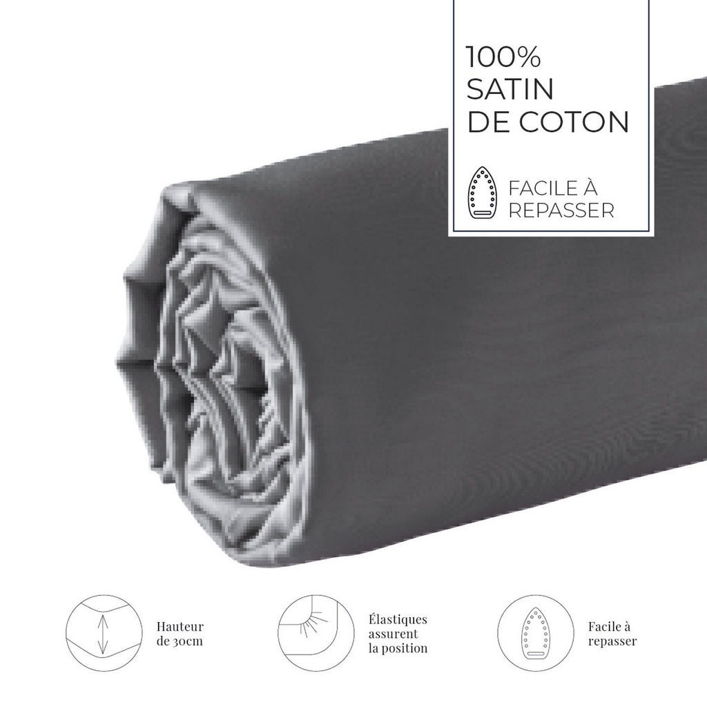 Jacquard - Fitted Sheet - Cotton Satin - Gray 02