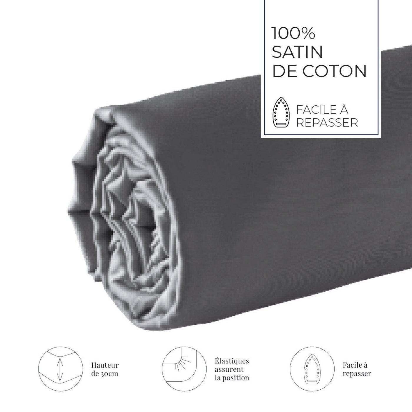 Jacquard - Fitted Sheet - Cotton Satin - Gray 02