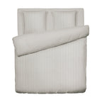 Jacquard - Duvet Cover + 1 Or 2 Pillowcase(s) - Dobby Woven Stripe Cotton Satin - Taupe 01