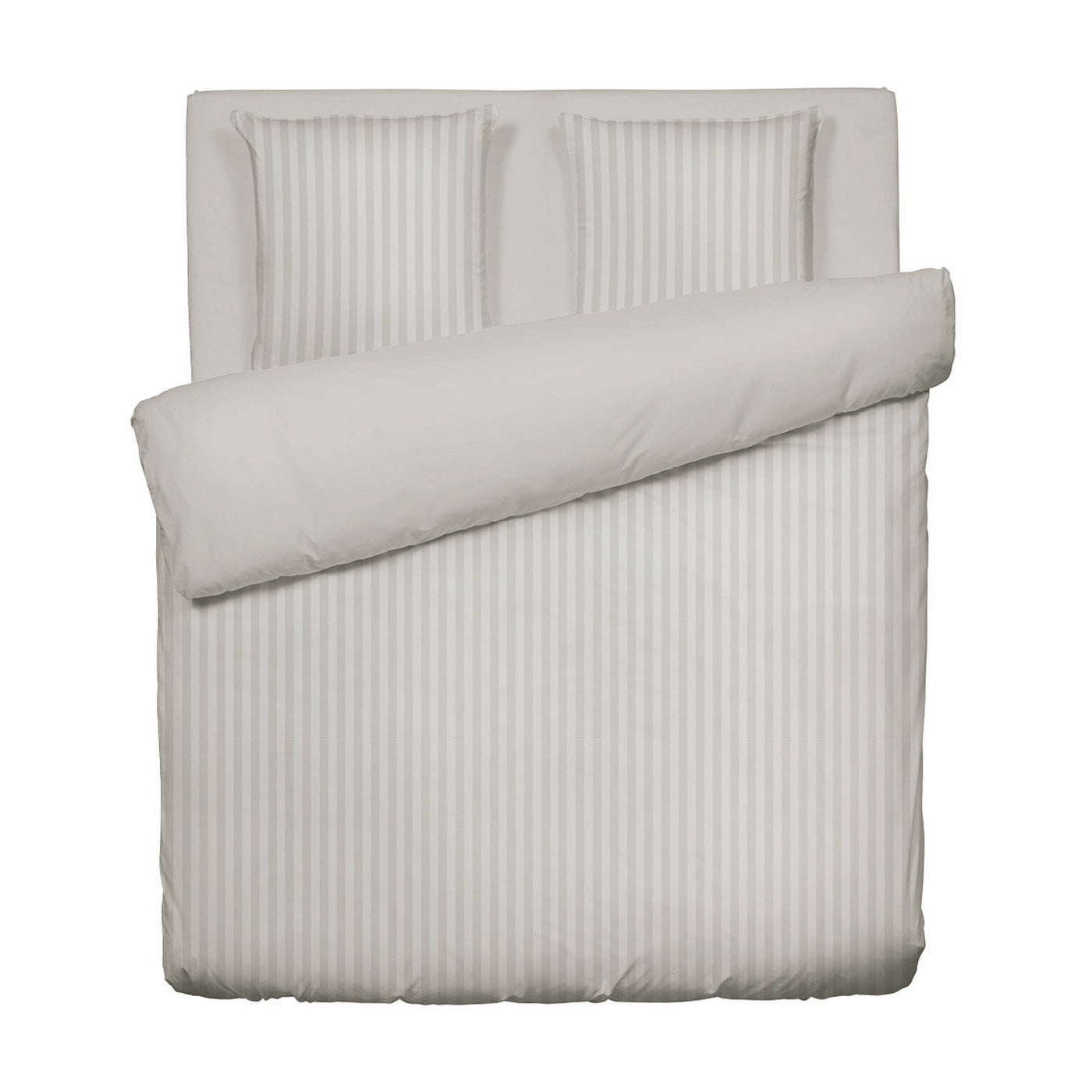 Jacquard - Duvet Cover + 1 Or 2 Pillowcase(s) - Dobby Woven Stripe Cotton Satin - Taupe 01