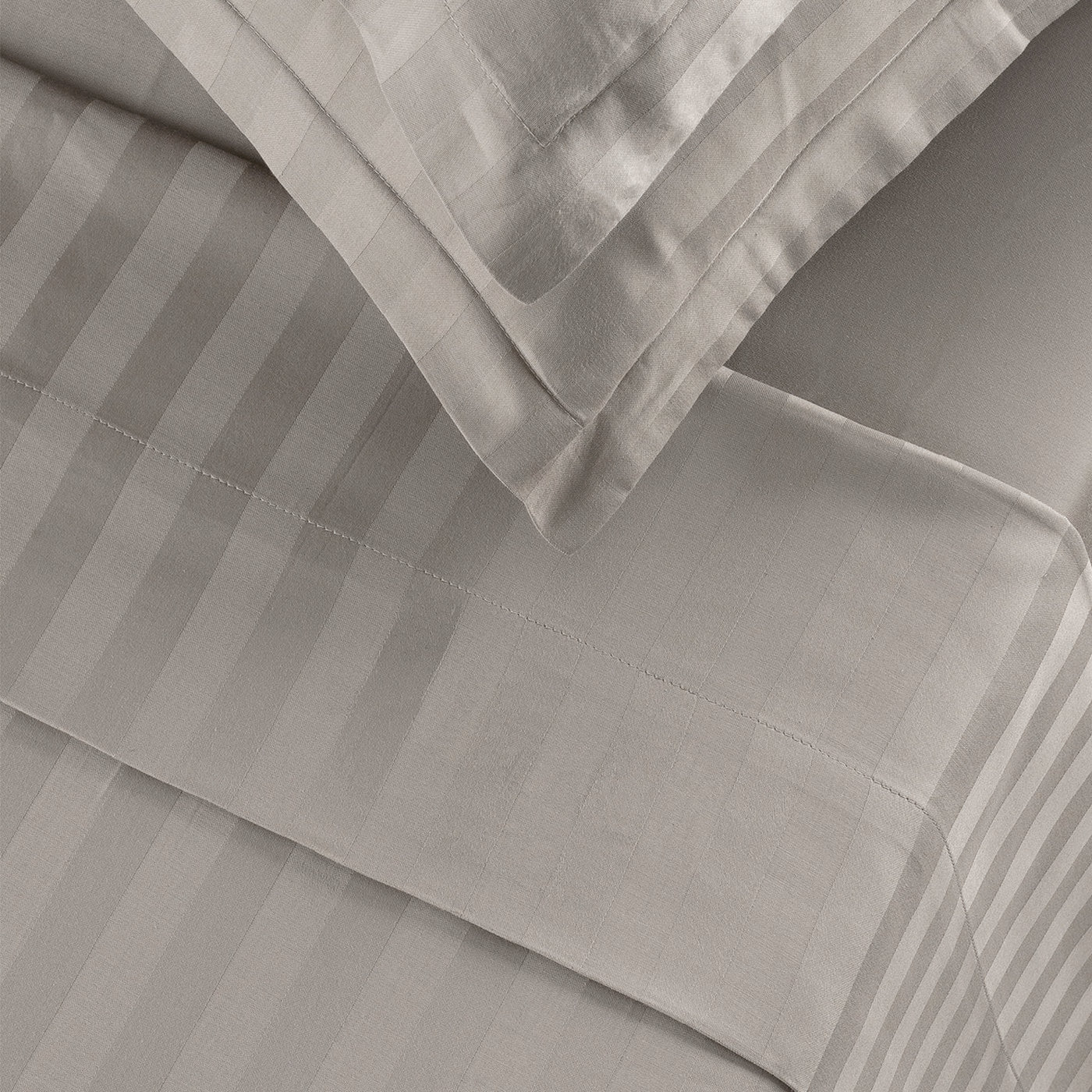 Jacquard - Flat Sheet - Dobby Stripe Cotton Satin - Taupe 01