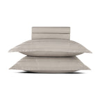 Jacquard - Ensemble De Draps - Satin De Coton Rayure Tissé Dobby - Taupe 01