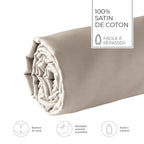 Plain - Fitted Sheet - Cotton Satin - Taupe 01