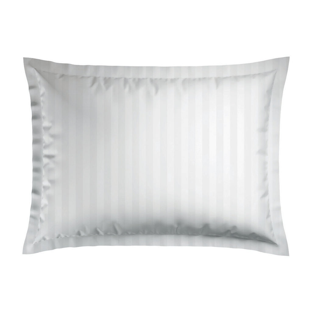 Jacquard - Set of 2 Pillowcases - Dobby Woven Striped Cotton Satin - White 01