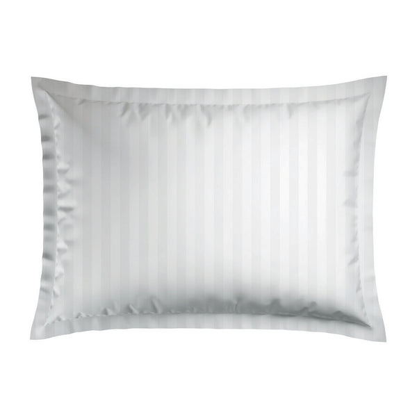 Jacquard - Set De 2 Taies D'Oreiller - Satin De Coton Rayure Tissé Dobby - Blanc 01