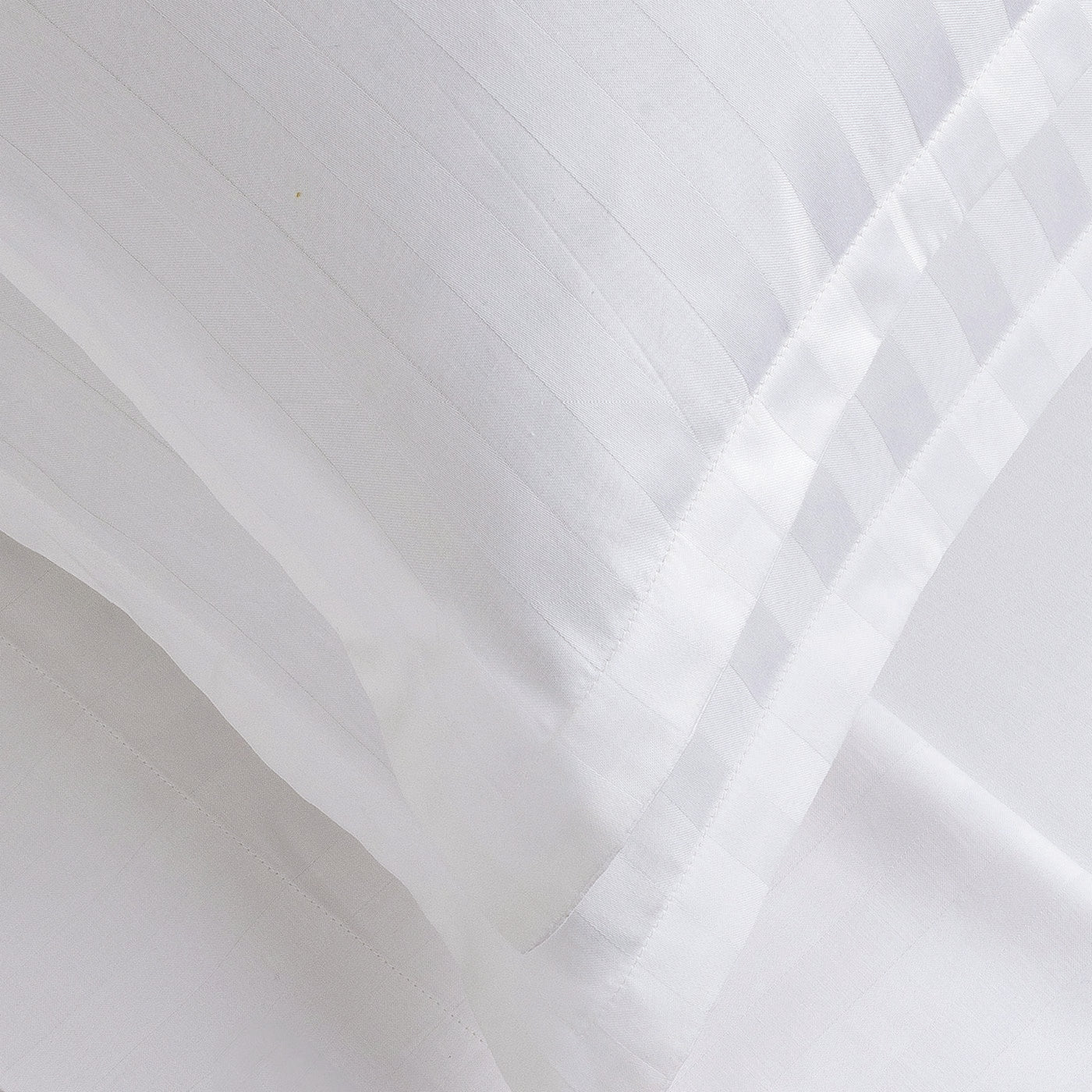 Jacquard - Set of 2 Pillowcases - Dobby Woven Striped Cotton Satin - White 01