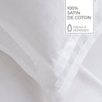 Jacquard - Set of 2 Pillowcases - Dobby Woven Striped Cotton Satin - White 01