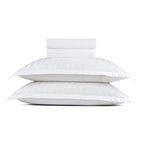 Jacquard - Sheet Set - Dobby Woven Stripe Cotton Sateen - White 01