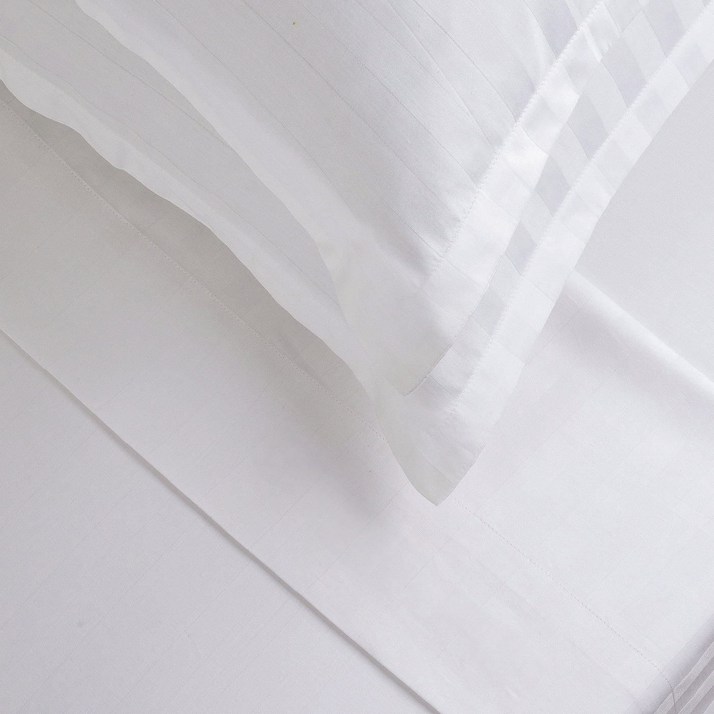 Jacquard - Sheet Set - Dobby Woven Stripe Cotton Sateen - White 01