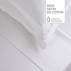 Jacquard - Sheet Set - Dobby Woven Stripe Cotton Sateen - White 01