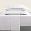 Jacquard - Sheet Set - Dobby Woven Stripe Cotton Sateen - White 01