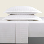 Jacquard - Sheet Set - Dobby Woven Stripe Cotton Sateen - White 01