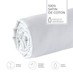 Unicolor - Sábana Bajera - Satén de Algodón - Blanco 01