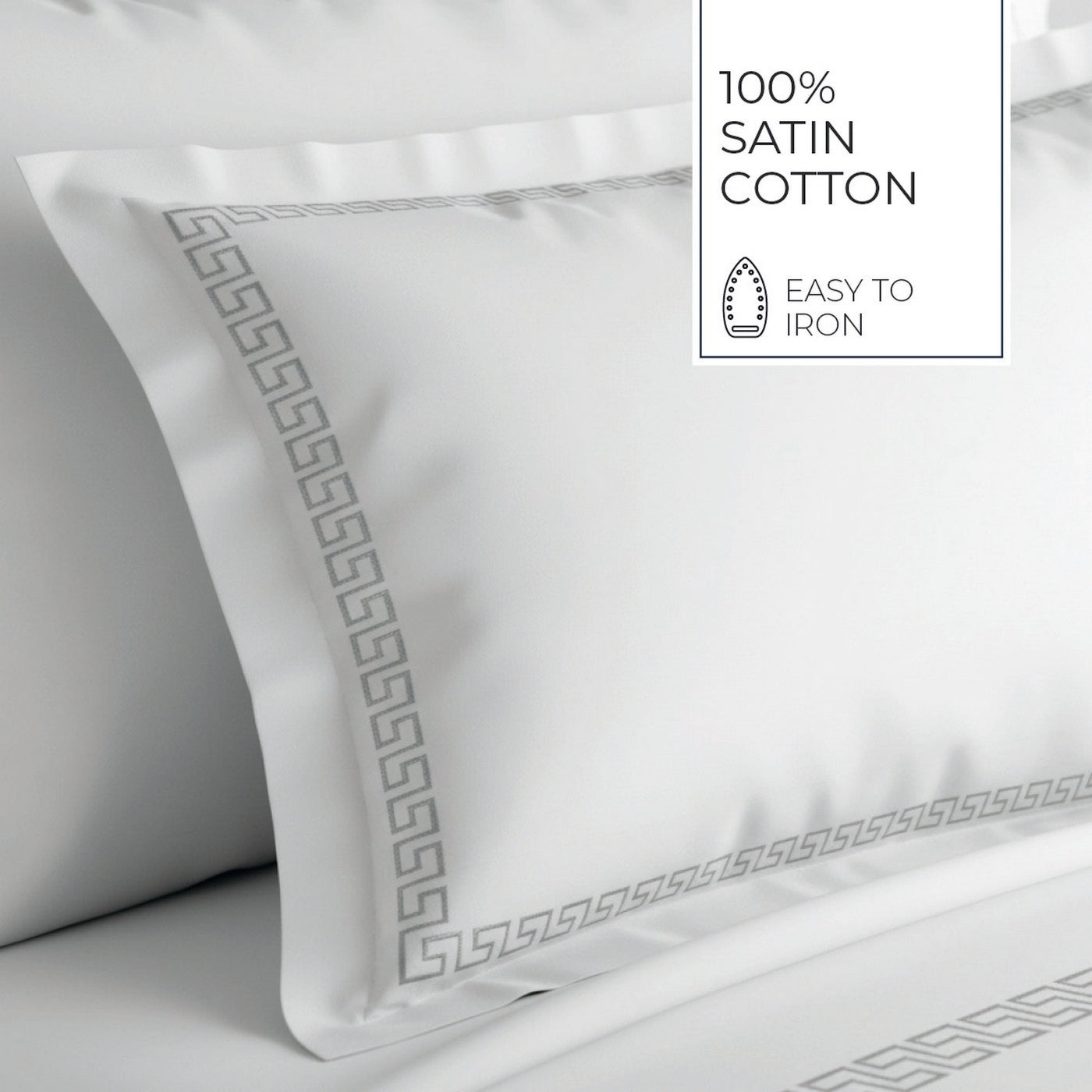 Night Queen - Duvet Cover + 1 Or 2 Pillowcase(s) - Cotton Satin - Gray / White