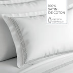 Night Queen - Pillowcase - Cotton Satin - Gray / White