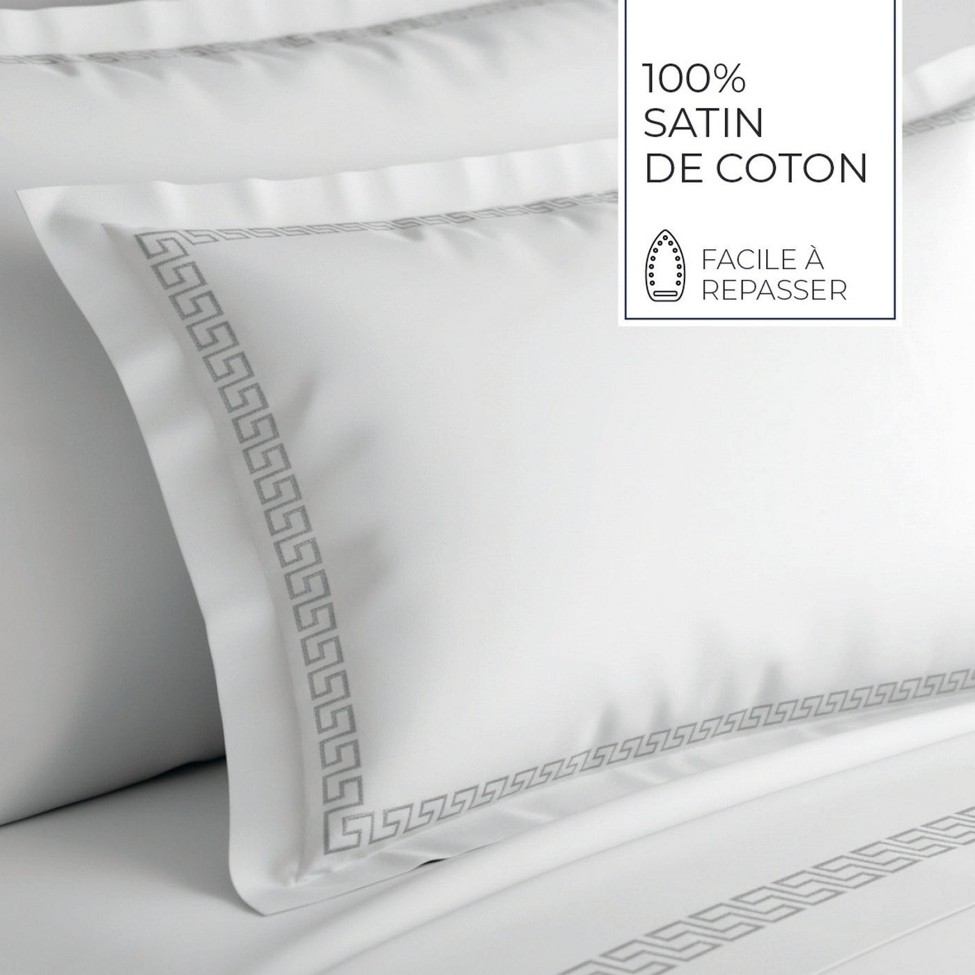 Night Queen - Pillowcase - Cotton Satin - Gray / White