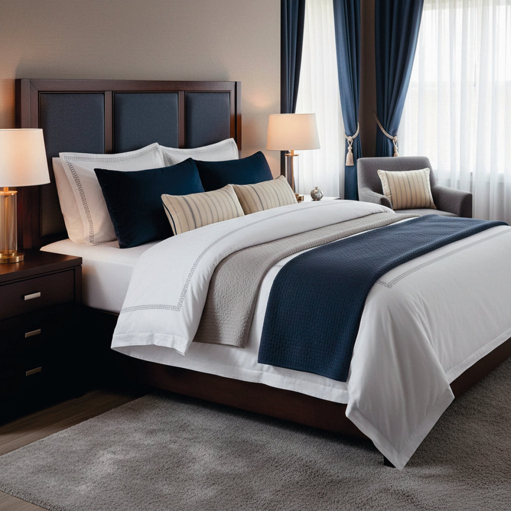 Night Queen - Pillowcase - Cotton Satin - Gray / White