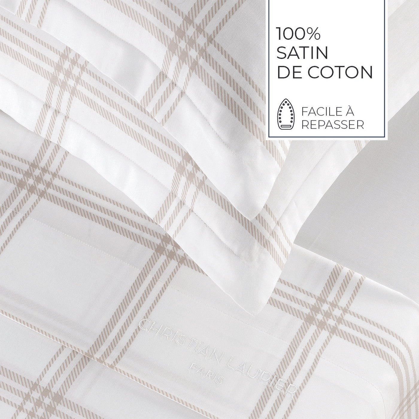 Apolline - Funda de almohada - Satén de algodón - Taupe