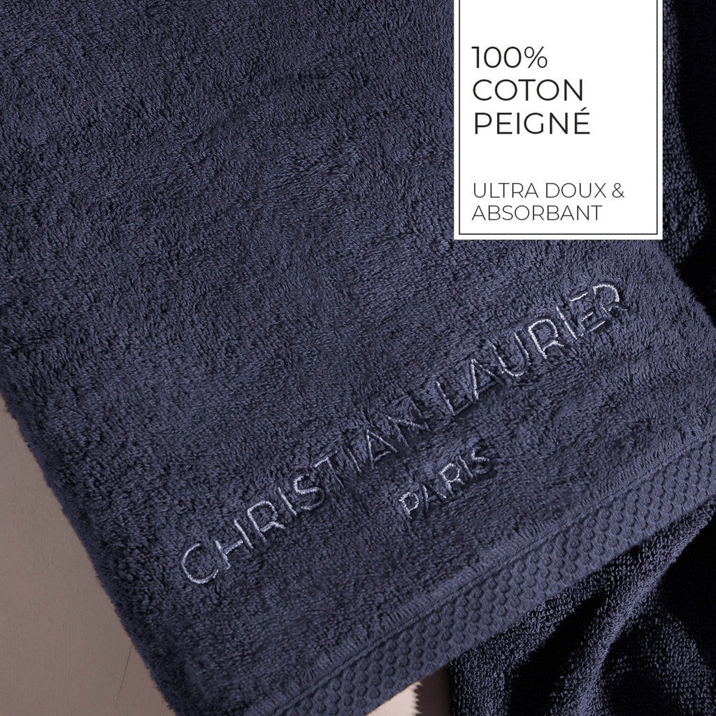 Oasis - Serviette + Drap De Bain Coton Peigné Lt - Bleu Foncé
