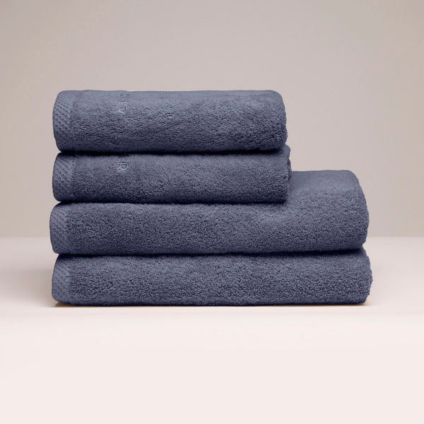 Oasis - Serviette + Drap De Bain Coton Peigné Lt - Bleu Gris