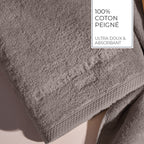 Oasis - Serviette + Drap De Bain Coton Peigné Lt - Brun