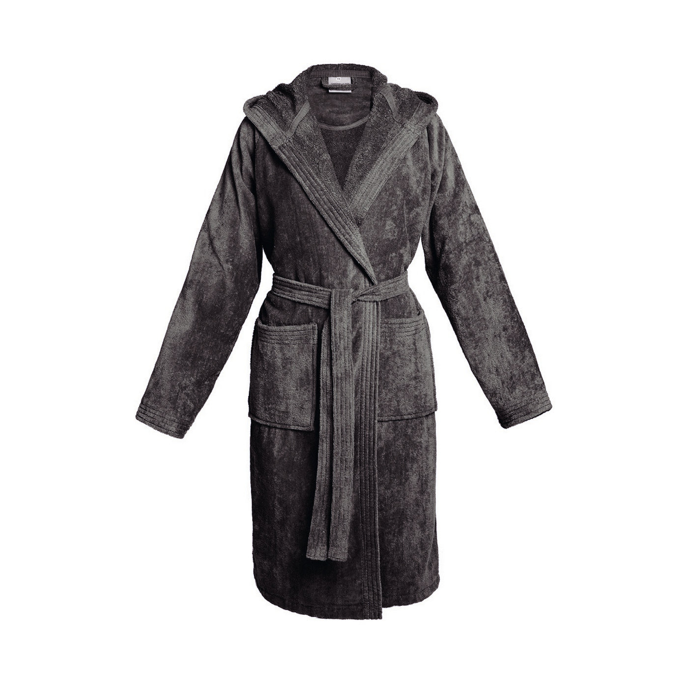 Liso - Albornoz de terciopelo de algodón con capucha - Gris oscuro