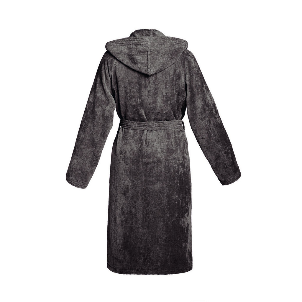 Liso - Albornoz de terciopelo de algodón con capucha - Gris oscuro