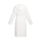 Plain - Velvet Cotton Bathrobe With Hood - White